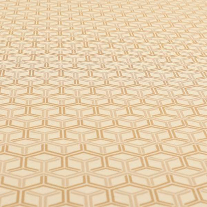 Zenith Collection In Smooth Chenille Finish Brown Colour 3D Cube Geometric Pattern Upholstery Fabric CTR-202 - Made To Measure Curtains