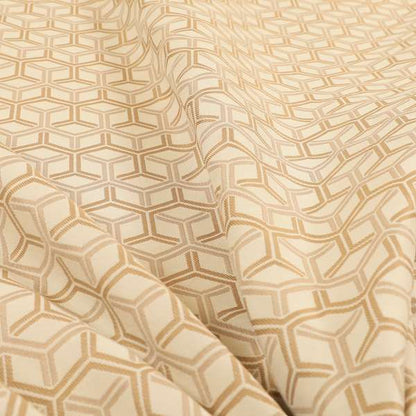 Zenith Collection In Smooth Chenille Finish Brown Colour 3D Cube Geometric Pattern Upholstery Fabric CTR-202 - Made To Measure Curtains