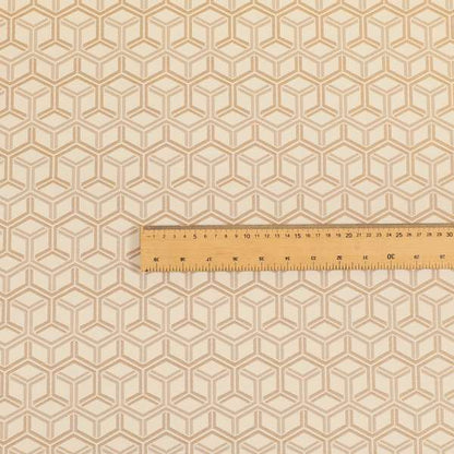 Zenith Collection In Smooth Chenille Finish Brown Colour 3D Cube Geometric Pattern Upholstery Fabric CTR-202 - Roman Blinds