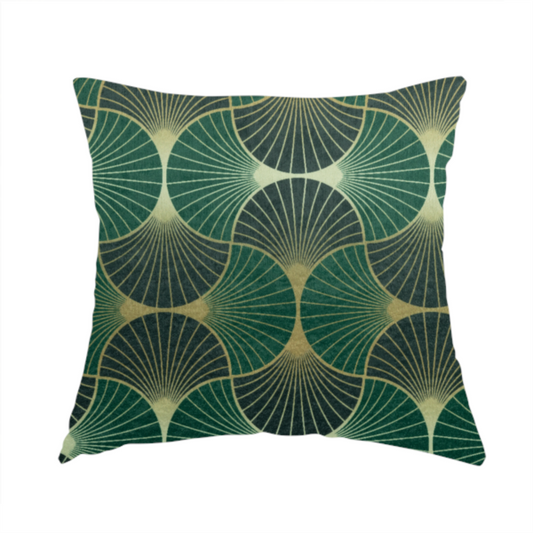 Zurich Green Geometric Patterned Upholstery Fabric CTR-2021 - Handmade Cushions