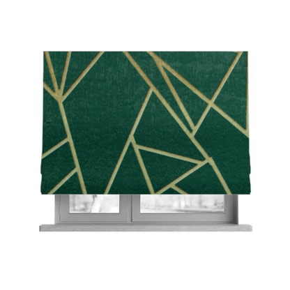 Zurich Green Geometric Patterned Upholstery Fabric CTR-2022 - Roman Blinds