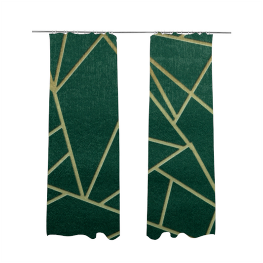 Zurich Green Geometric Patterned Upholstery Fabric CTR-2022 - Made To Measure Curtains