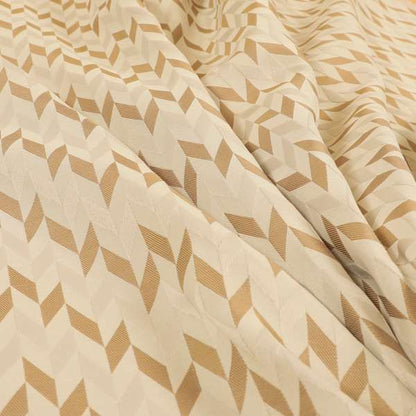 Zenith Collection In Smooth Chenille Finish Brown Colour Geometric Pattern Upholstery Fabric CTR-203