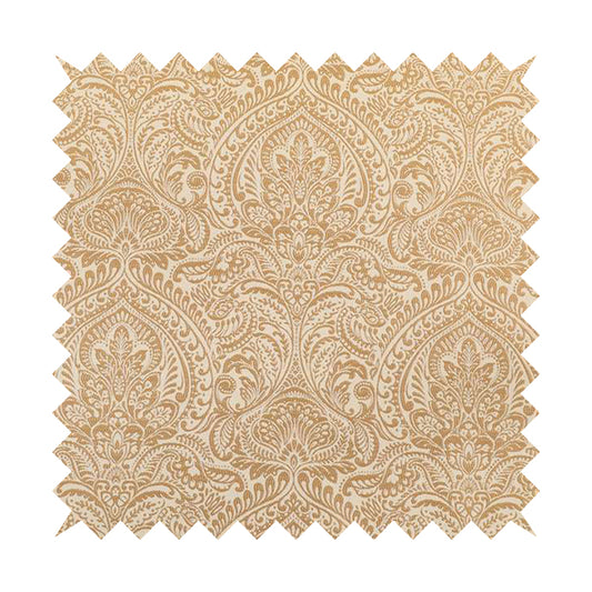 Zenith Collection In Smooth Chenille Finish Brown Colour Damask Pattern Upholstery Fabric CTR-204