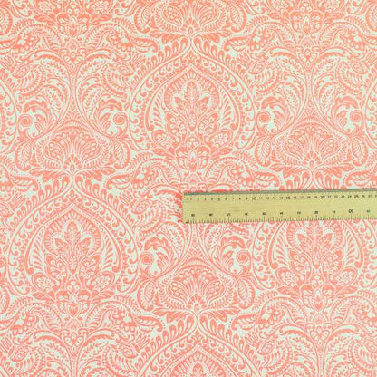 Zenith Collection In Smooth Chenille Finish Bright Fuschia Pink Colour Damask Pattern Upholstery Fabric CTR-205 - Roman Blinds