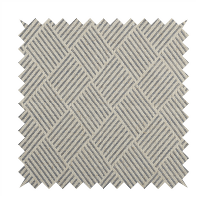 Atlantis Geometric Pattern Silver Grey Chenille Linen Material Upholstery Fabric CTR-2058 - Roman Blinds