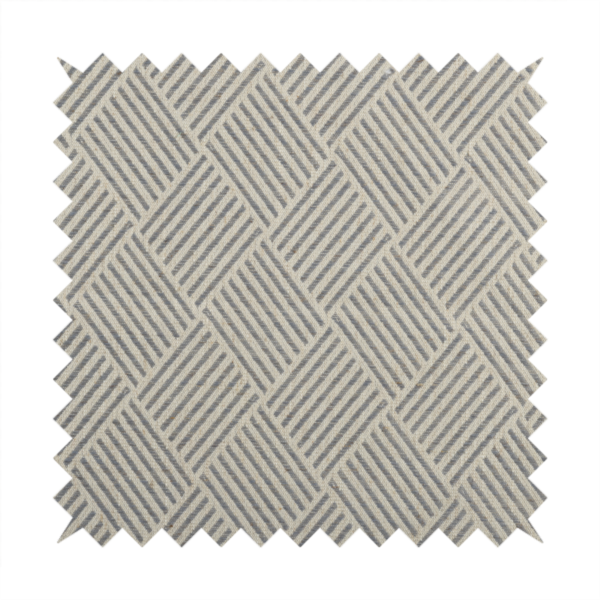 Atlantis Geometric Pattern Silver Grey Chenille Linen Material Upholstery Fabric CTR-2058 - Handmade Cushions