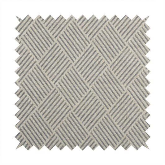 Atlantis Geometric Pattern Silver Grey Chenille Linen Material Upholstery Fabric CTR-2058