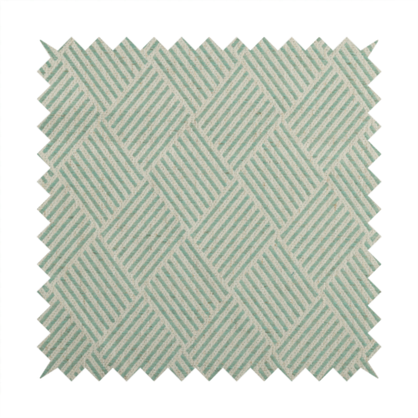 Atlantis Geometric Pattern Green Chenille Linen Material Upholstery Fabric CTR-2059 - Roman Blinds