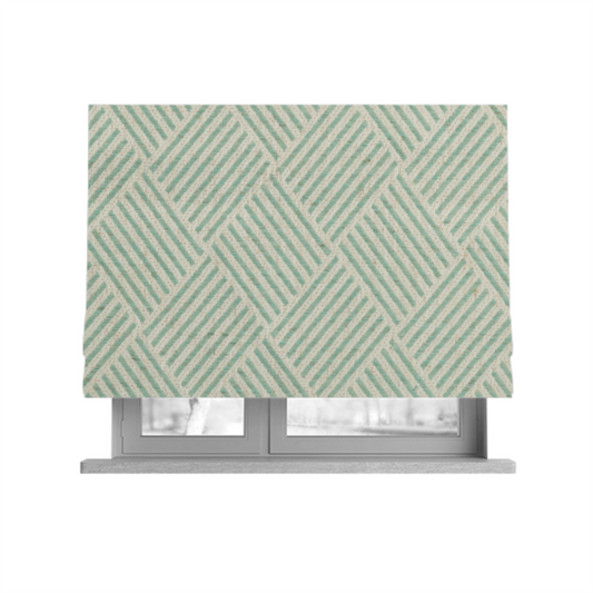 Atlantis Geometric Pattern Green Chenille Linen Material Upholstery Fabric CTR-2059 - Roman Blinds