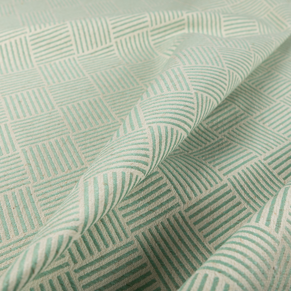 Atlantis Geometric Pattern Green Chenille Linen Material Upholstery Fabric CTR-2059
