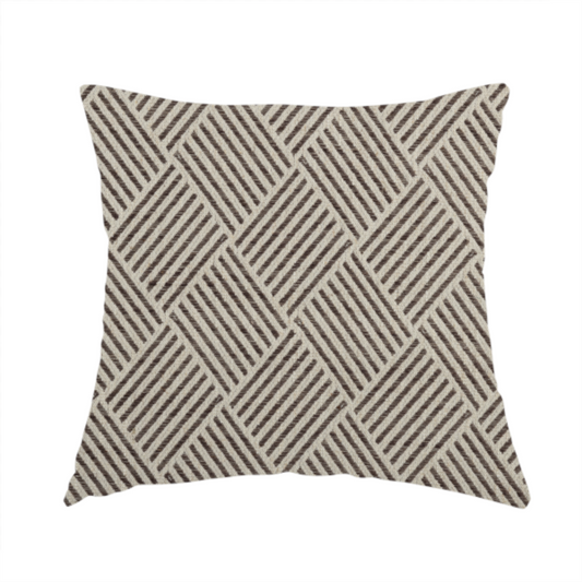 Atlantis Geometric Pattern Brown Chenille Linen Material Upholstery Fabric CTR-2062 - Handmade Cushions