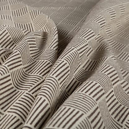 Atlantis Geometric Pattern Brown Chenille Linen Material Upholstery Fabric CTR-2062