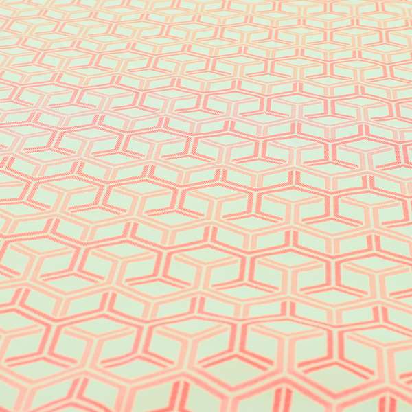 Zenith Collection In Smooth Chenille Finish Bright Fuschia Pink Colour 3D Cube Geometric Pattern Upholstery Fabric CTR-207 - Roman Blinds