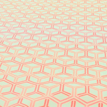 Zenith Collection In Smooth Chenille Finish Bright Fuschia Pink Colour 3D Cube Geometric Pattern Upholstery Fabric CTR-207 - Roman Blinds