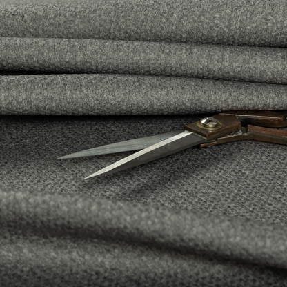 Tanzania Soft Velour Textured Material Smoke Grey Colour Upholstery Fabric CTR-2073 - Roman Blinds