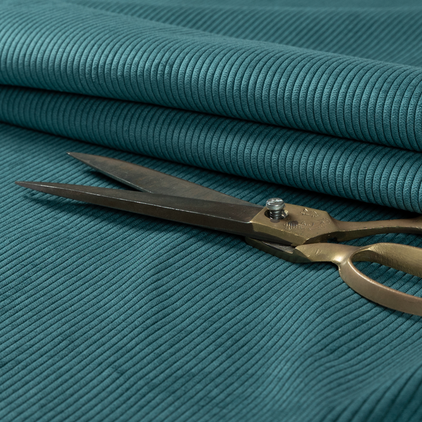 Tromso Pencil Thin Striped Teal Corduroy Upholstery Fabric CTR-2092 - Roman Blinds