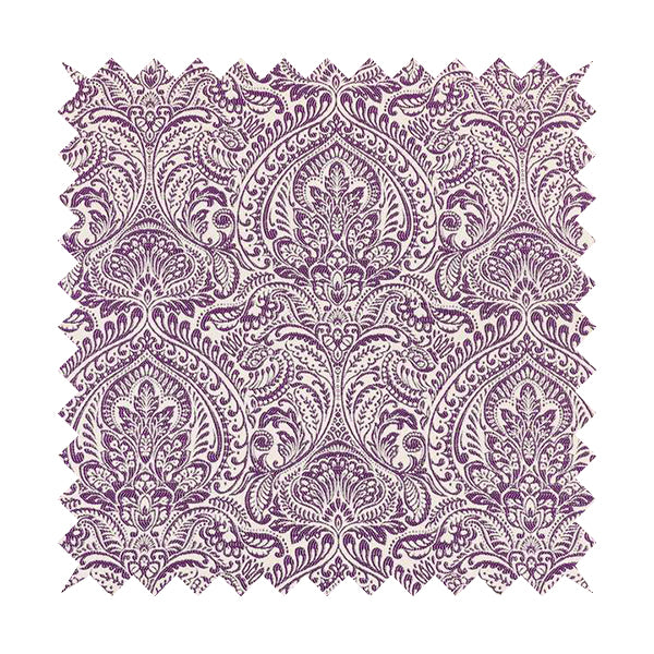 Zenith Collection In Smooth Chenille Finish Purple Colour Damask Pattern Upholstery Fabric CTR-210 - Roman Blinds