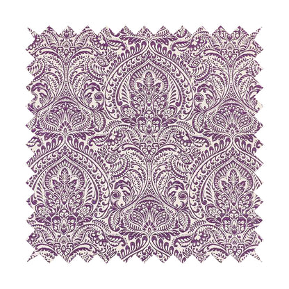 Zenith Collection In Smooth Chenille Finish Purple Colour Damask Pattern Upholstery Fabric CTR-210 - Made To Measure Curtains