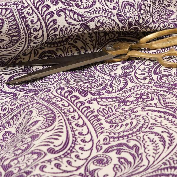 Zenith Collection In Smooth Chenille Finish Purple Colour Damask Pattern Upholstery Fabric CTR-210 - Roman Blinds