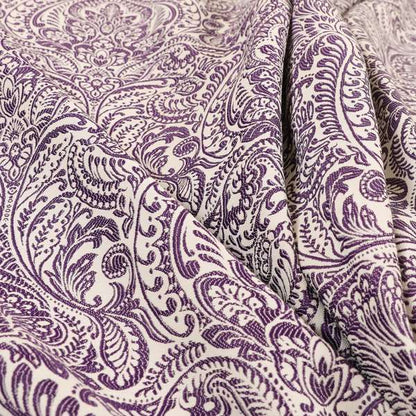 Zenith Collection In Smooth Chenille Finish Purple Colour Damask Pattern Upholstery Fabric CTR-210 - Roman Blinds