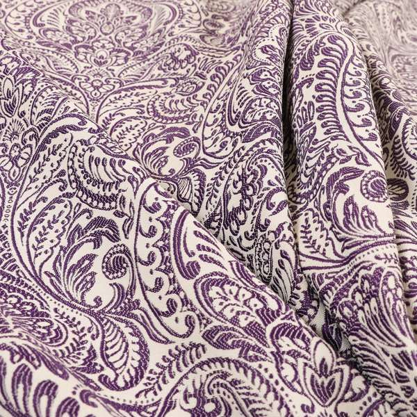 Zenith Collection In Smooth Chenille Finish Purple Colour Damask Pattern Upholstery Fabric CTR-210 - Made To Measure Curtains