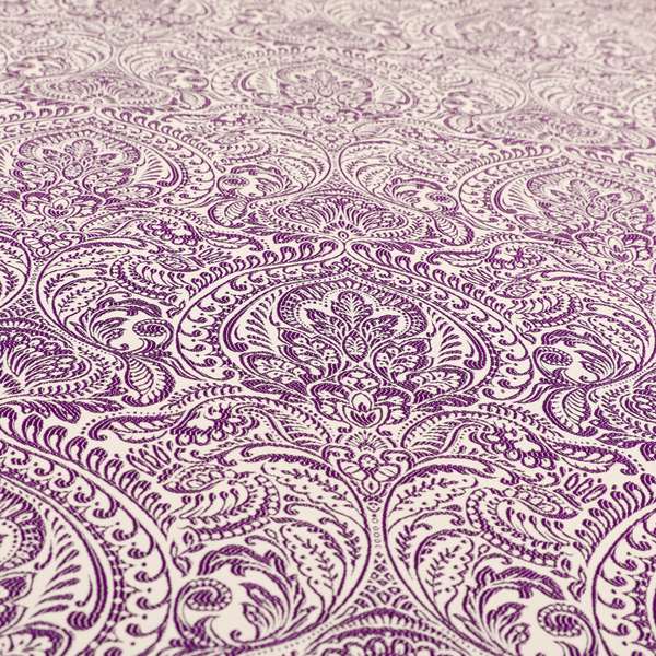 Zenith Collection In Smooth Chenille Finish Purple Colour Damask Pattern Upholstery Fabric CTR-210 - Made To Measure Curtains