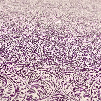 Zenith Collection In Smooth Chenille Finish Purple Colour Damask Pattern Upholstery Fabric CTR-210 - Made To Measure Curtains