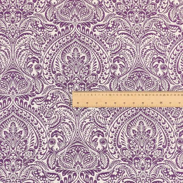 Zenith Collection In Smooth Chenille Finish Purple Colour Damask Pattern Upholstery Fabric CTR-210 - Roman Blinds