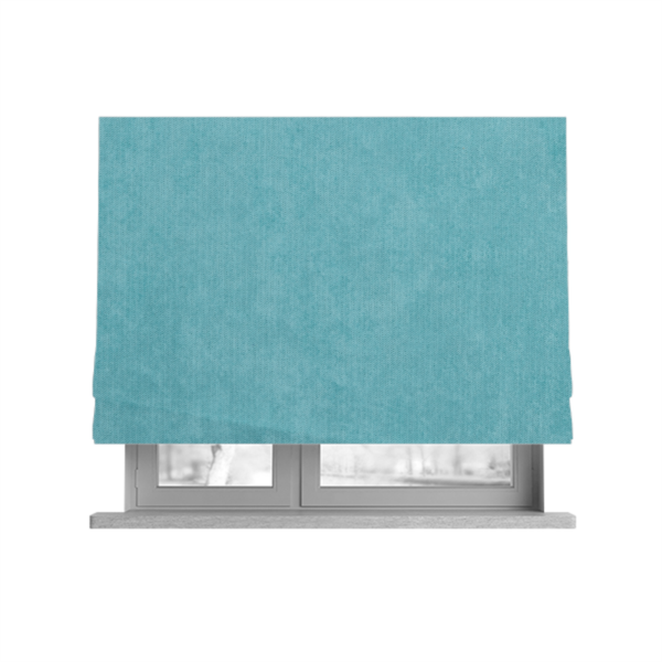 Maputo Flat Soft Chenille Teal Colour Upholstery Fabric CTR-2107 - Roman Blinds