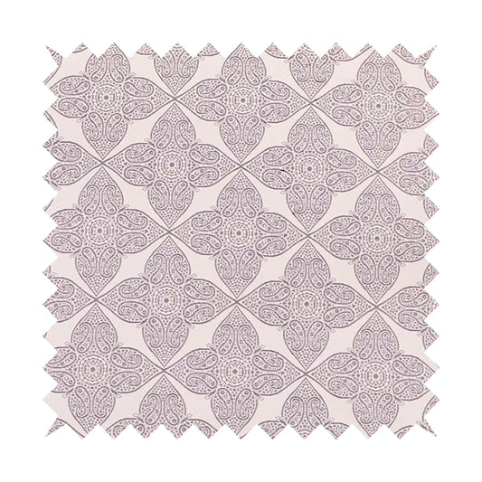 Zenith Collection In Smooth Chenille Finish Purple Colour Medallion Pattern Upholstery Fabric CTR-211
