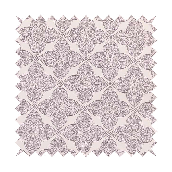 Zenith Collection In Smooth Chenille Finish Purple Colour Medallion Pattern Upholstery Fabric CTR-211 - Made To Measure Curtains