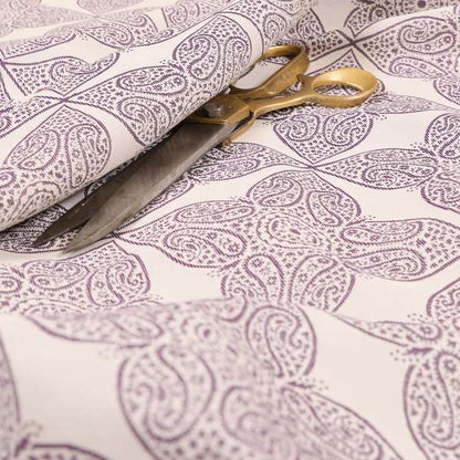 Zenith Collection In Smooth Chenille Finish Purple Colour Medallion Pattern Upholstery Fabric CTR-211 - Made To Measure Curtains