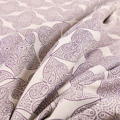 Zenith Collection In Smooth Chenille Finish Purple Colour Medallion Pattern Upholstery Fabric CTR-211 - Roman Blinds
