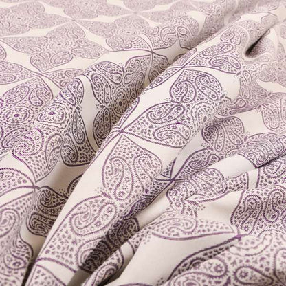 Zenith Collection In Smooth Chenille Finish Purple Colour Medallion Pattern Upholstery Fabric CTR-211 - Made To Measure Curtains