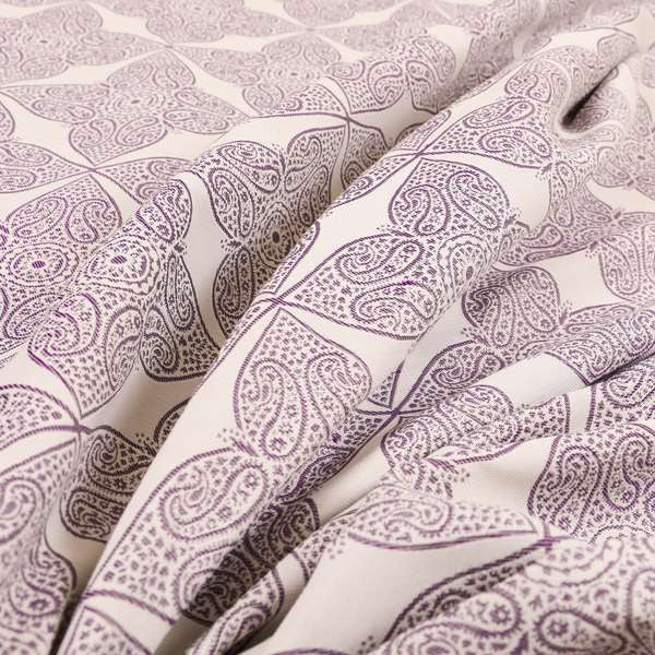 Zenith Collection In Smooth Chenille Finish Purple Colour Medallion Pattern Upholstery Fabric CTR-211