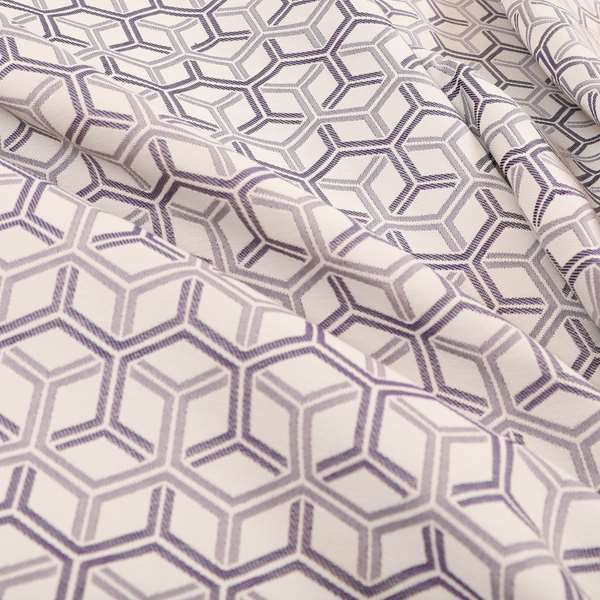 Zenith Collection In Smooth Chenille Finish Purple Colour 3D Cube Geometric Pattern Upholstery Fabric CTR-212 - Roman Blinds