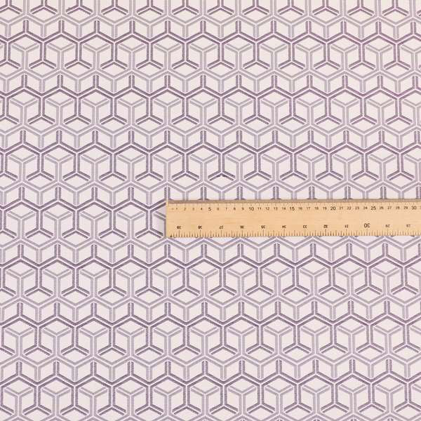 Zenith Collection In Smooth Chenille Finish Purple Colour 3D Cube Geometric Pattern Upholstery Fabric CTR-212 - Roman Blinds