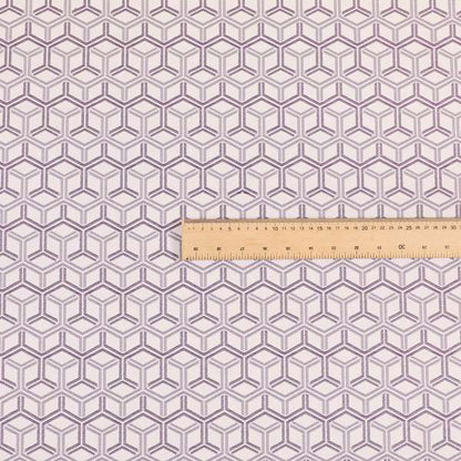 Zenith Collection In Smooth Chenille Finish Purple Colour 3D Cube Geometric Pattern Upholstery Fabric CTR-212 - Made To Measure Curtains