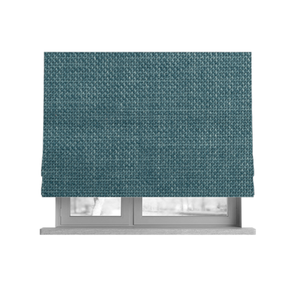 Narvik Weave Textured Water Repellent Treated Material Teal Blue Colour Upholstery Fabric CTR-2125 - Roman Blinds