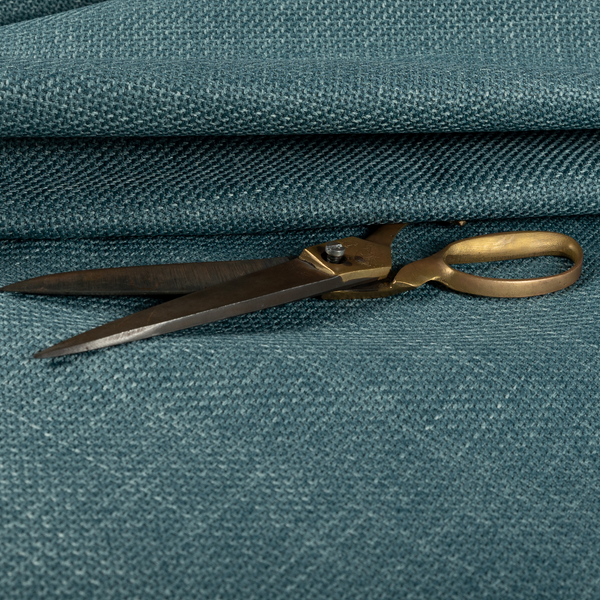 Narvik Weave Textured Water Repellent Treated Material Teal Blue Colour Upholstery Fabric CTR-2125 - Roman Blinds