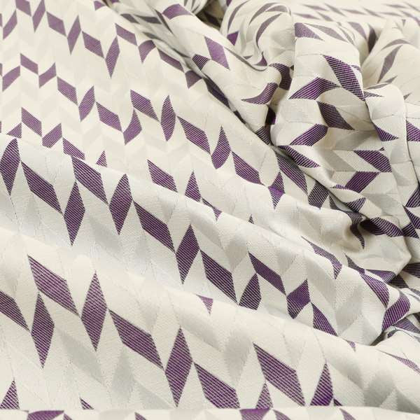 Zenith Collection In Smooth Chenille Finish Purple Colour Geometric Pattern Upholstery Fabric CTR-213 - Handmade Cushions