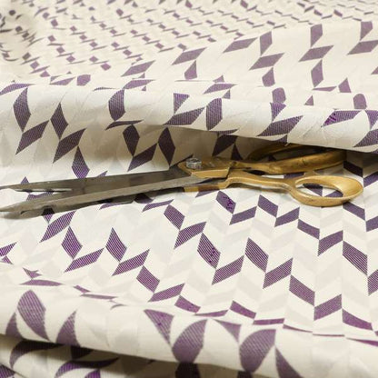 Zenith Collection In Smooth Chenille Finish Purple Colour Geometric Pattern Upholstery Fabric CTR-213 - Roman Blinds