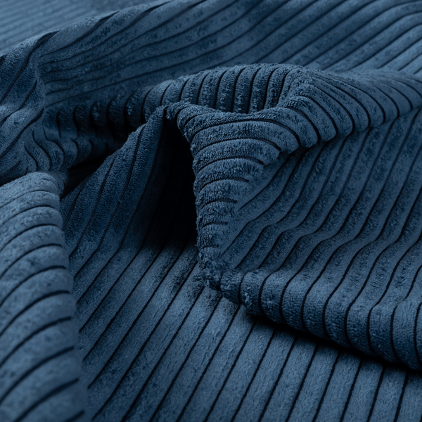 Denver Striped Corduroy Navy Blue Upholstery Fabric CTR-2133 - Roman Blinds