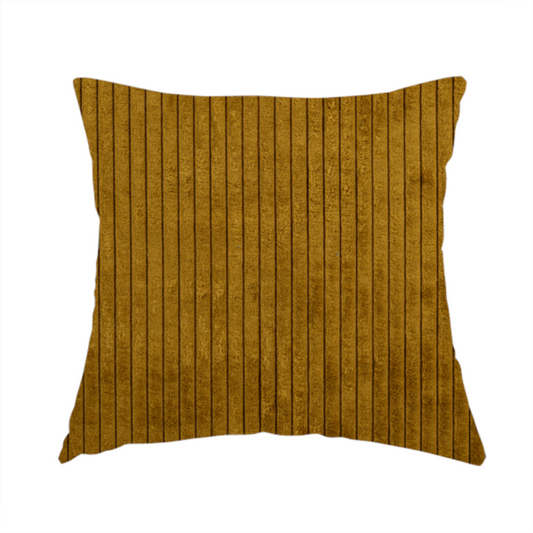 Denver Striped Corduroy Mustard Yellow Upholstery Fabric CTR-2135 - Handmade Cushions