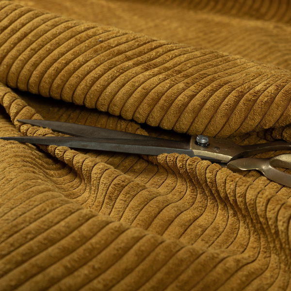 Denver Striped Corduroy Mustard Yellow Upholstery Fabric CTR-2135