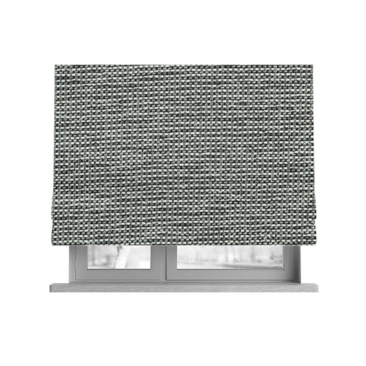Kampala Basket Weave Textured White Silver Colour Upholstery Fabric CTR-2139 - Roman Blinds