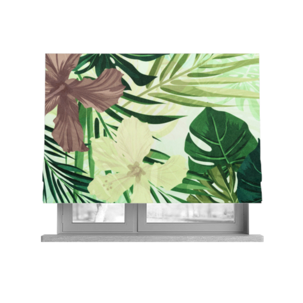 Jardin Jungle All Over Floral Pattern Printed Soft Velour Upholstery Fabric CTR-2160 - Roman Blinds