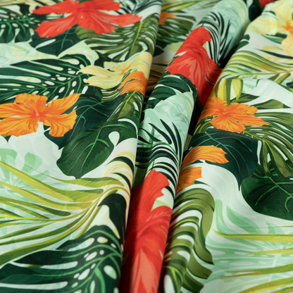 Jardin Jungle All Over Floral Pattern Printed Soft Velour Upholstery Fabric CTR-2161 - Made To Measure Curtains