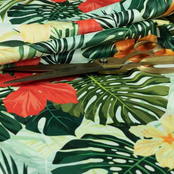 Jardin Jungle All Over Floral Pattern Printed Soft Velour Upholstery Fabric CTR-2161 - Made To Measure Curtains